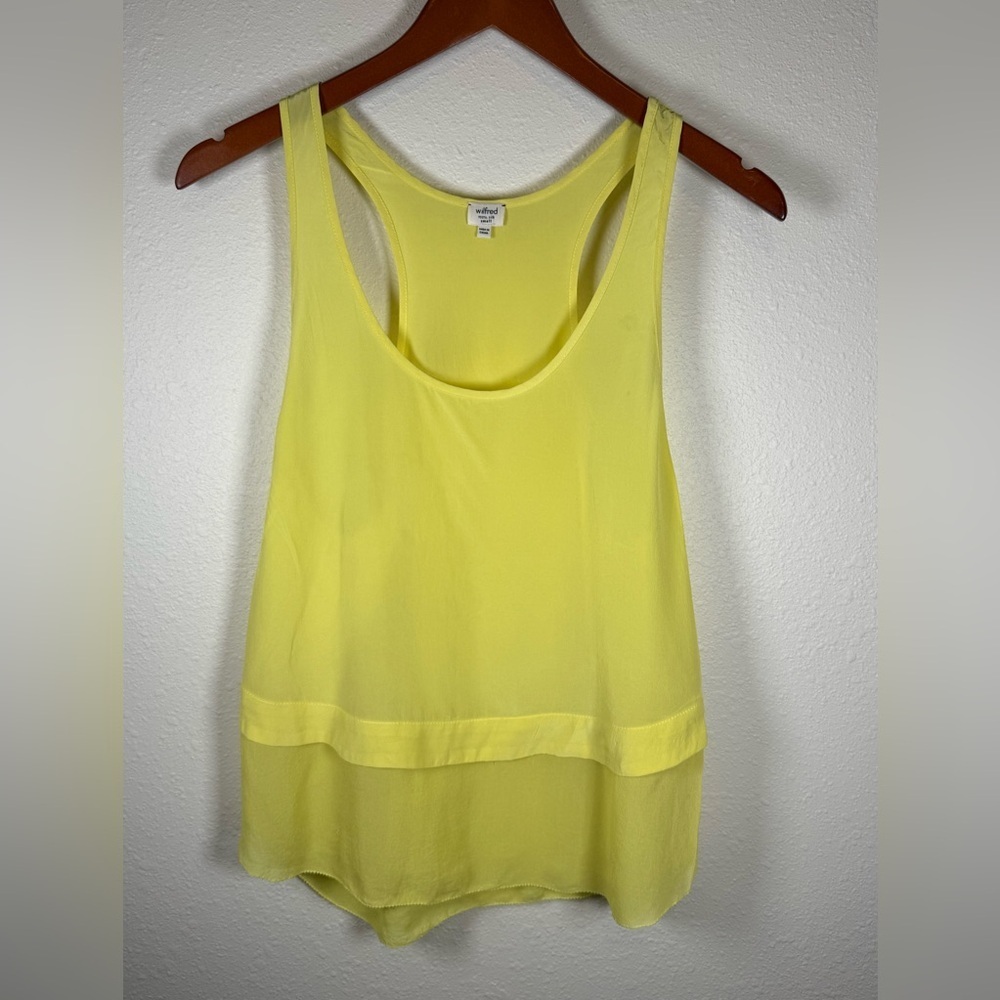 Wilfred 100% Silk Tank Yellow Flowy Racer Back Small